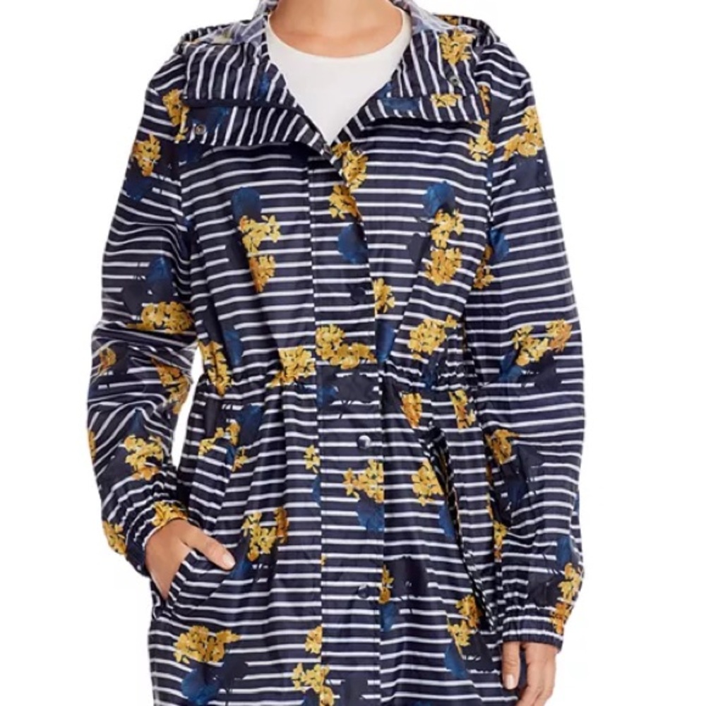 Joules GoLightly Packable Lilypad Striped Raincoat